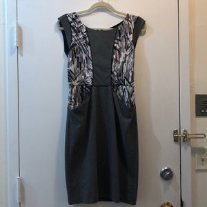 BCBG Maxazria Grey Black and White Dress
